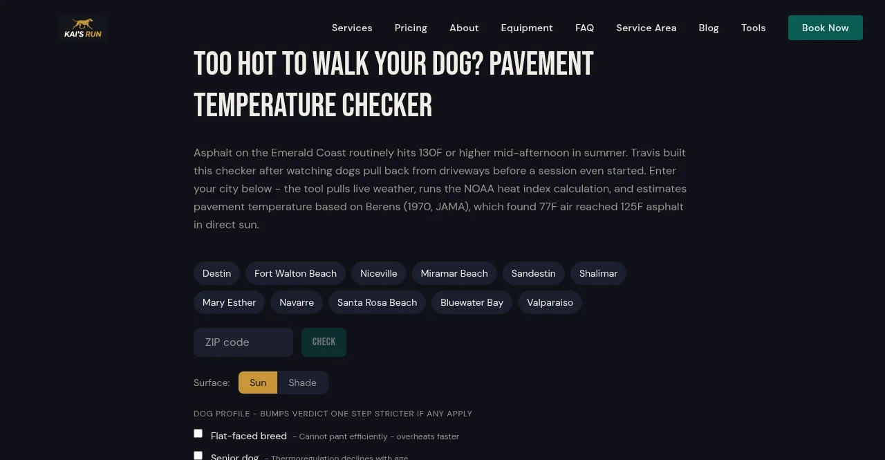 Too Hot To Walk Your Dog — pavement temperature checker