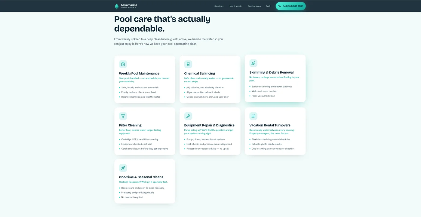 Aquamarine Pool Clean — services