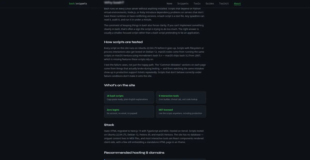 BashSnippets about page