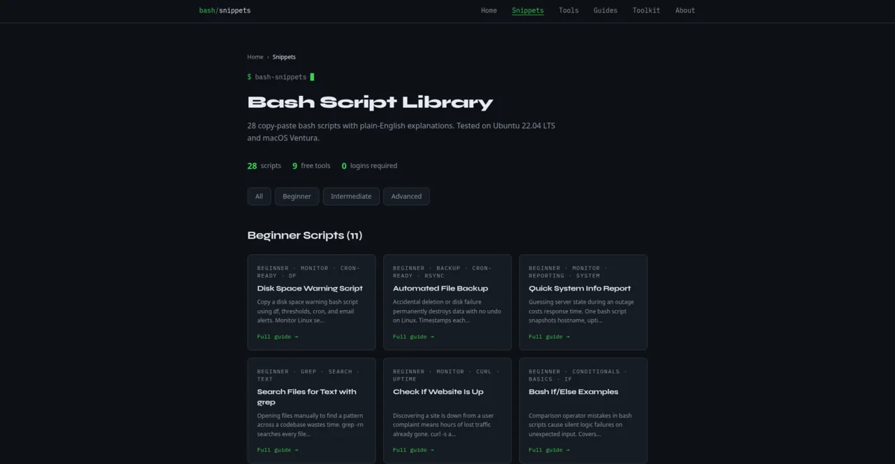 BashSnippets snippet library