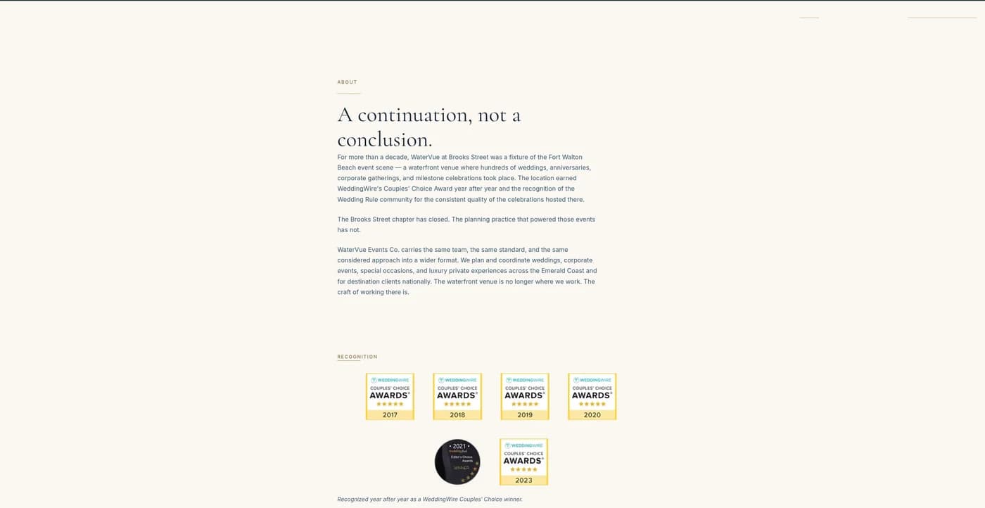 WaterVue Events Co. — about